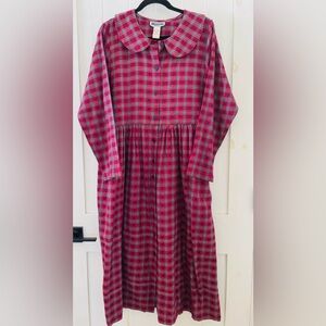 Bryn Connelly Maxi  Dress Cotton Vintage Retro Petites Size M Heart Print Plaid